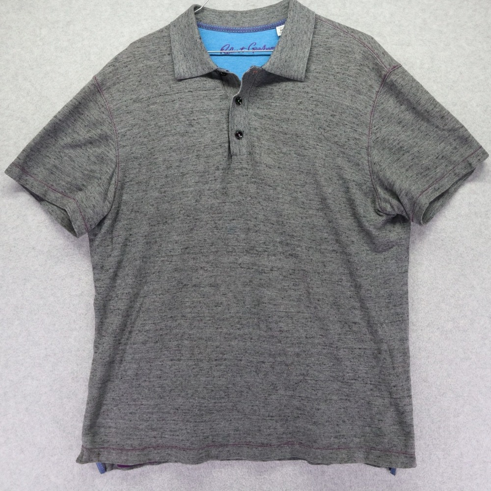 Robert Graham Polo Shirt Mens Medium Classic Fit Golf Casual Gray Short Sleeve